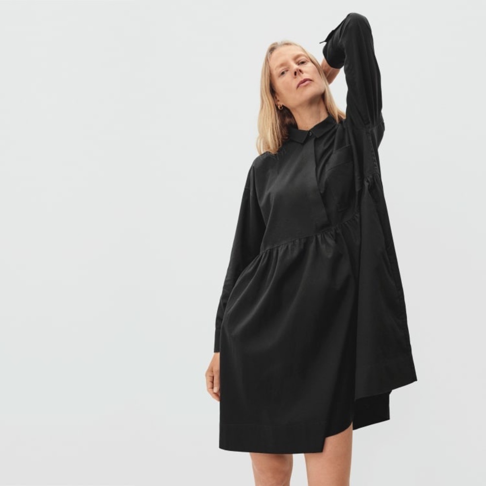 Everlane The Field Dress Black Cotton XXS
